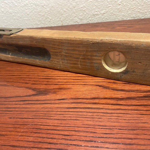 Antique Wood Level Rustic Farmhouse Tool Decor Vintage Carpentry Bubble Level - Picture 10 of 16